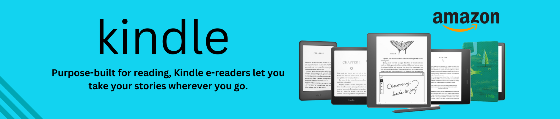 Purpose-built for reading, Kindle e-readers let you take your stories wherever you go. 